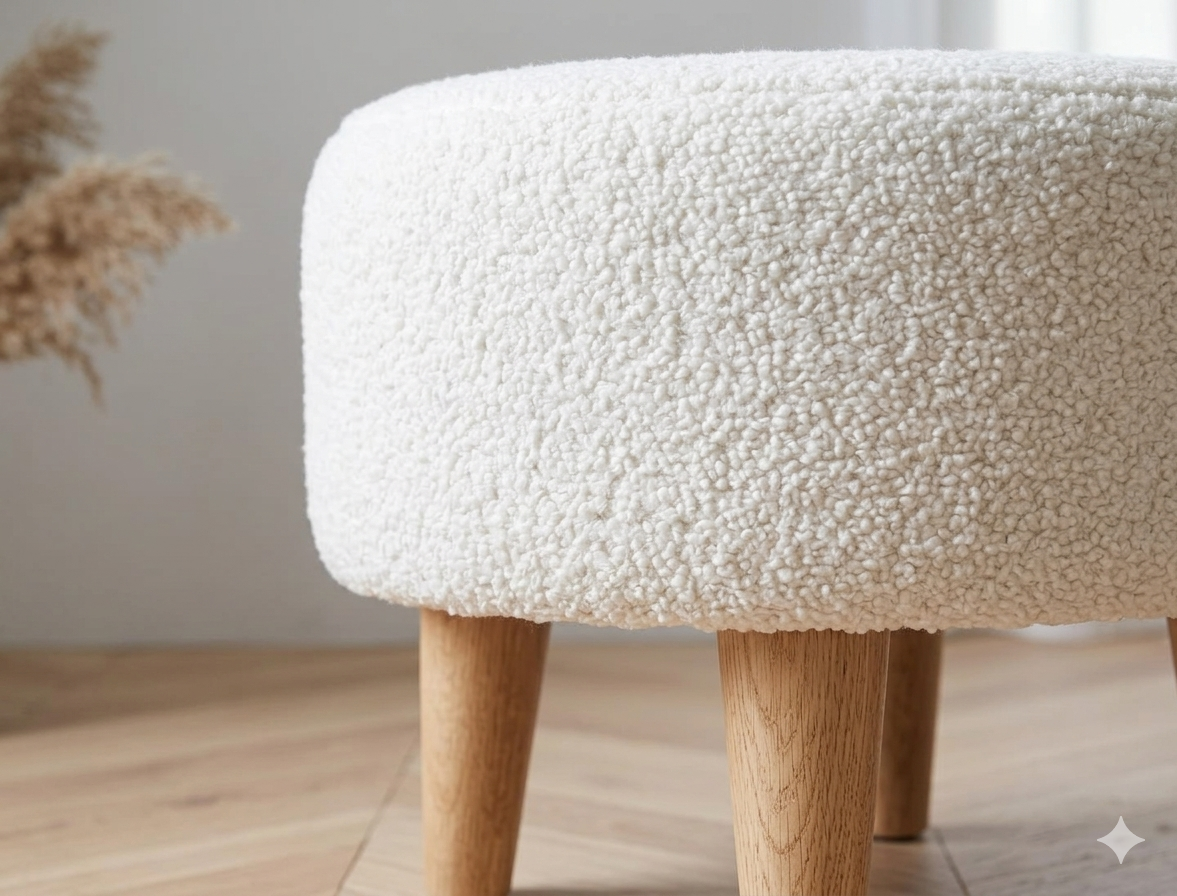 Пуфик Teddy,круглый,букле,деревяные ножки.Цвет на выбор.Производитель-Mgold.